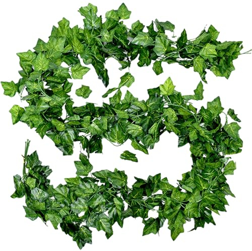 Bairdish 5Pcs Fake Plants Artificial Grape Vines Decoration Faux Hanging Grape Leaf Greenery Garland for Home Farmhouse Dorm Wall Wedding Christmas Party Photograph Stage Decor(90 Pieces of Leaves)
