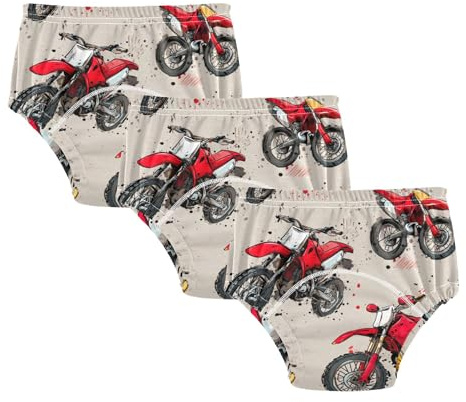 Mazeann Vintage Motorcycle Motorbike Toddler Potty Training Underwear Cotton Absorbent Soft Baby Girl Boy Potty Training Pant 3T Multi