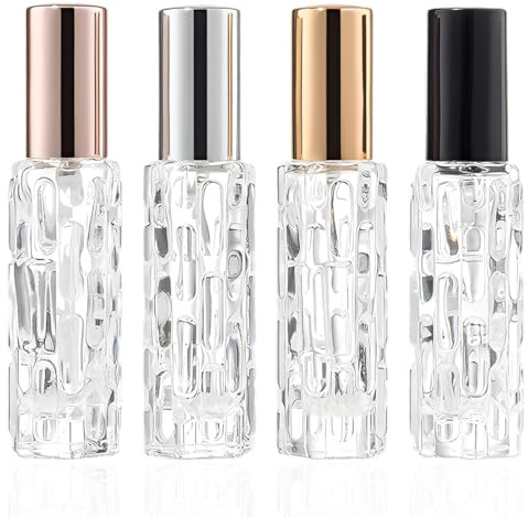 OIXEYA 4 pcs atomizador perfume recargable, frascos de perfume de viaje, estuche para perfume de 10 ml, contenedor de perfume de viaje, atomizador de perfume, mini dispensador de perfume portátil