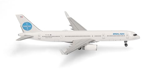 Herpa flygplansmodell Pan Am Boeing 757-200 “Tracing the Transatlantic”, miniatyr i skala 1:500, samlarobjekt, flygplansmodell utan ställ, metall