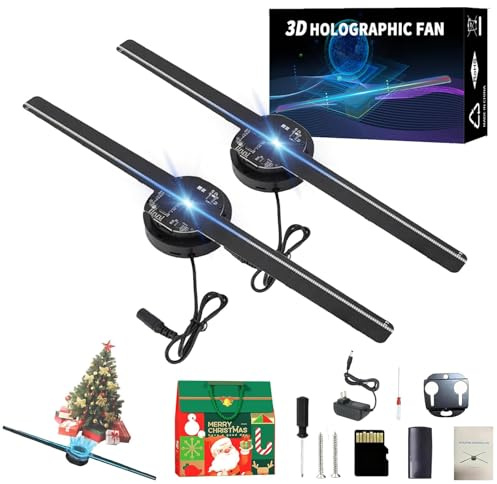My Holo Screen Ventola Olografica, 3D LED Proiettore (Albero Natale), 16,5 HD, Wi-Fi & APP, per negozio, bar, Natale(2pcs)