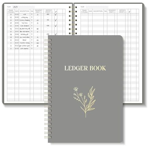 BIROYAL A5 Accounting Ledger Book - 120 Pages Spiral Finance Book for Small Business & Personal Accounting - Bill Tracker Notebook for Budget Tracking, Bookkeeping, Expenses, Deposits & Balance
