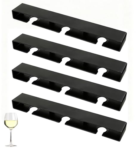 Dwitkul 4 Pièces Porte Verres à Vin Suspendre Support Verre a Pied sous Armoire sans Perçage Support à Verre à Vin Suspendu pour Restaurant, Bar, Cuisine (Noir, Version B)