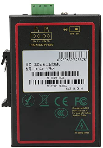 MechKit Switch Ethernet su guida DIN a 5 porte Switch Fast Ethernet di livello industriale con alimentatore ridondante per ambienti difficili Montaggio su guida DIN Lega di allumin