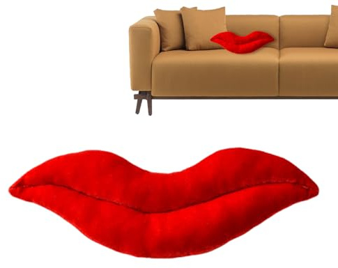 Röda Kuddar 3D Läppformad Mjuk | Dekorativ Plyschkudde Present till Valentinedagen för Sofa Säng och Fåtölj