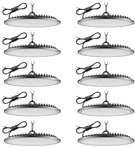 Faretto LED UFO 300W 10 Pezzi,6500K Bianco Freddo UFO Lampada da Officina Industriale,30000LM Super Luminose LED Industriale Faretto,IP65 Impermeabile Lampada da Garage per Fabbrica Officina Fienile
