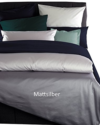 Curt Bauer Mako Satin Bettwäsche Uni Größe 135x200+80x80 cm Farbe 3616 Mattsilber