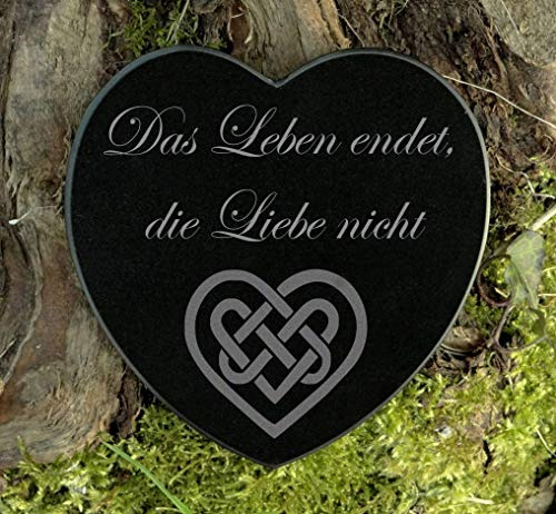 Grabdekoration Herz Marmor Trauerspruch Gravur