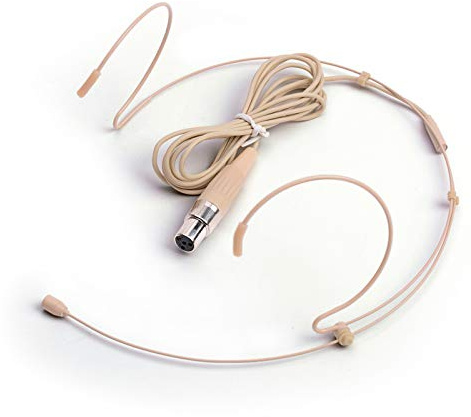 Micro-casque/Microphone serre-tête - Mini microphone XLR à 4 broches pour système sans fil Shure et émetteur de poche - Double oreillette Beige Micro-casque omnidirectionnel
