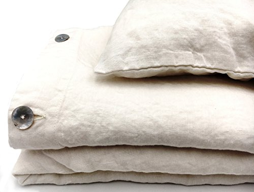 Ropa de cama Jowollina de lino natural, lavado a piedra , Milchweiß, 40 x 80 cm