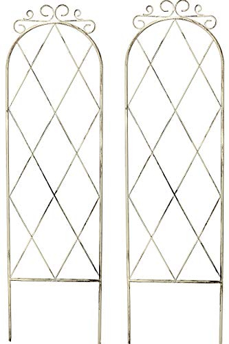 RUDDINGS WOOD Set of 2 x Vintage Style Garden Pot Trellises - White Trellis Climbing Plant Support Frames