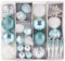 HEITMANN DECO Assortiment de 29 Boules de Noël - Décoration de Noël - Turquoise argenté Blanc à Suspendre - en Plastique - Turquoise, Blanc, argenté