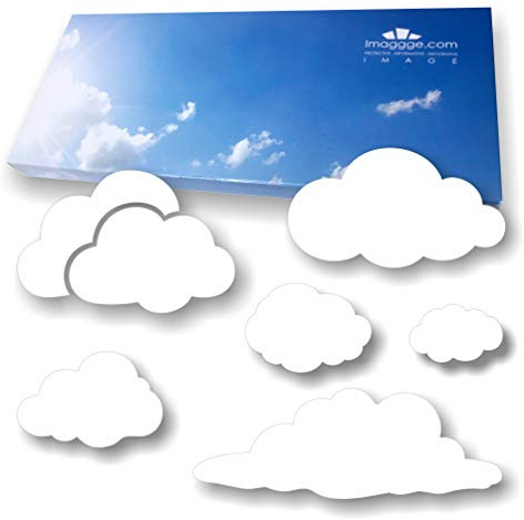 imaggge.com - Adesivi anti-collisione per porte e vetri (Nuvole) – Evitano urti da parte di uccelli e persone sui vetri, Vinile, bianco, Nuages Modèle 1 (Blanc)