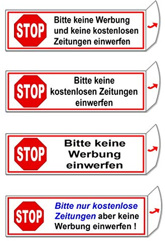 1 Stk. Bitte keine Werbung-Keine Zeitungen-Briefkasten-Schild-Folie selbstklebend- 70 x 20 mm (Schild 1966-15)