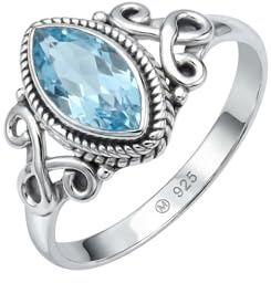 mantraroma Silberring Damen 925 Sterling Silber – ellipsenförmiger Edelstein Ring, Vintage Statement Ring Schmuck, elegantes Geschenk für Frauen