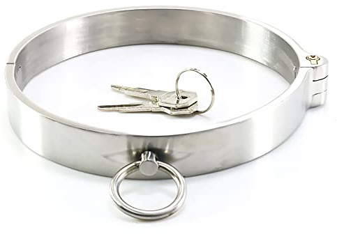 ZWFUN Halsreif Halsband SM Bondage Spielzeug Halsbänder damen silber Necklace Choker für Paare（Schloss Ø Schlüssel） (L:13.8cm)
