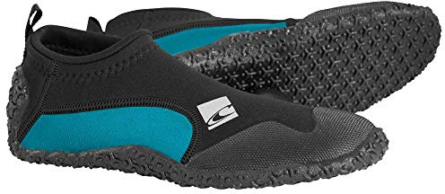 O'Neill Men's Reactor 2mm Wetsuit Reef Boot, Water Shoe, Anatomical Fit with Round Toe, Durable Rubber Sole for Surfing, Paddleboarding, Snorkeling, Black/Turquoise, 12