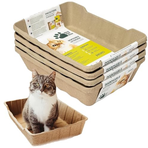 EcoPetBox - Bandeja de arena desechable para gatos, ecológica, a prueba de líquidos (paquete de 10)