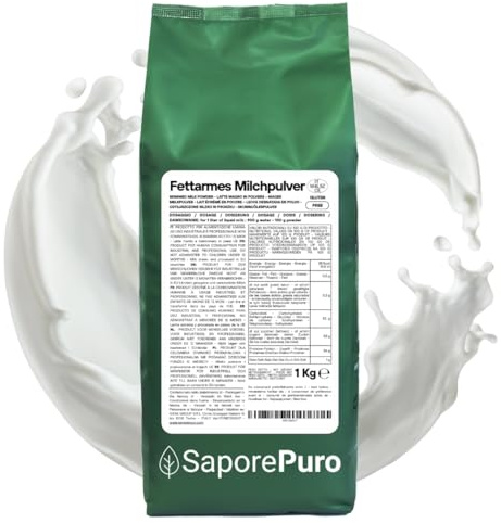 SaporePuro Lait Écrémé en Poudre 1 kg – Lait pour Consommation Humaine | Haute Solubilité | Idéal pour Pâtisserie, Pain et Glace Artisanale | Usage Professionnel et Industriel | Sans Gluten