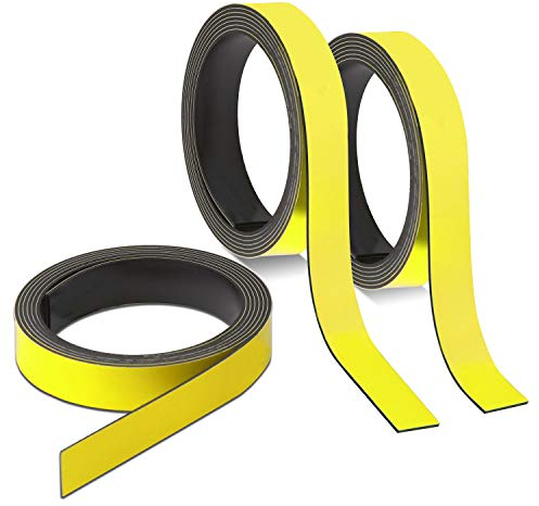 3 tiras magnéticas amarillas, aprox. 1 cm x 1 m, para etiquetado en pizarras blancas, estantes de almacenamiento, calendarios, mag_239