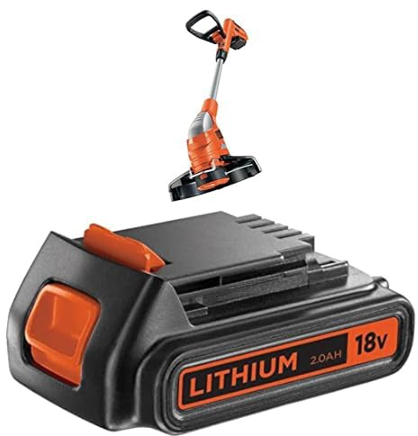 Bundle of Black+Decker Akku-Rasentrimmer (18V 2,0Ah Li-Ion, Schnittbreite 23 Kantenschneidfunktion, E-Drive, Teleskopstiel, inkl. Akku und Ladegerät) GLC1823L20 + Black+Decker Li-Ion Slidepack Akku