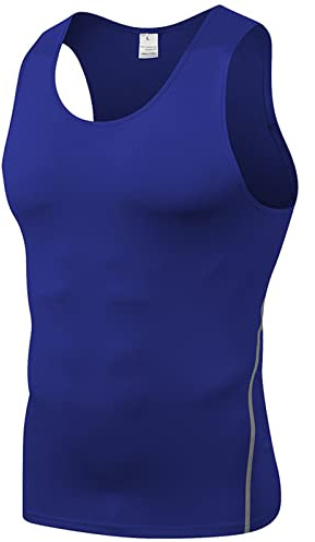 Anawakia Débardeur de compression pour homme - Cool Dry - Sans manches - Couche de base athlétique, bleu, Taille M