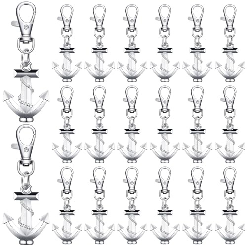 Yinkin Silver Anchor Keychain Ocean Themed Keychain Wedding Favors for Guests Nautical Party Favors Souvenirs Gifts(30 Pcs)