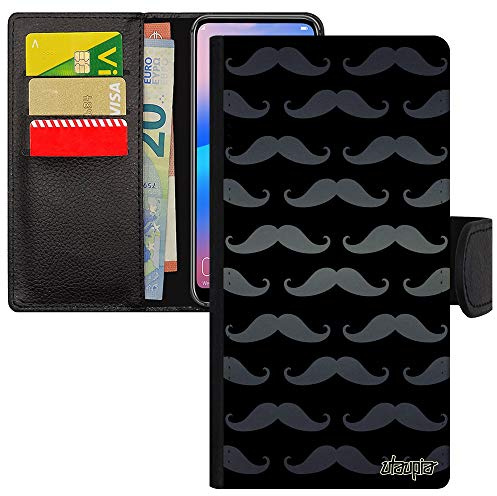 utaupia Coque pour iPhone 13 Pro Moustache Case Telephone Vintage Homme Mobile Peinture Pipe Imprime Leather Chapeau Melon Gris Design Noir