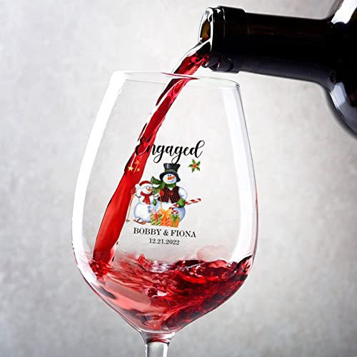 Rimego Copas de vino tinto personalizadas, nuestras primeras copas de vino navideñas de Ornamen, juego de 2 copas de vino altas de 17 onzas