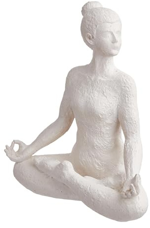 BUTLERS Yoga Figur - Lotus - | Farbe Weiß - 18x15x24 cm - Meditationsfigur für Schlafzimmer & Bad - Skulptur für Sideboard & Fensterbank