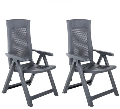 Homgoday Verstellbare Gartenstühle 2 STK. Kunststoff Anthrazit Gartenmöbel Model48761