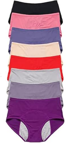 JosuE Upgrade High Waist Leak Proof Panties, 8 Pack Leak Proof Plus Size Women's Panties