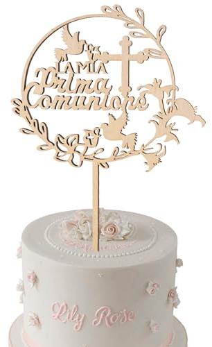 Cake Topper La Mia Prima Comunione Decorazione Bomboniere Torte Prima Comunione Topper Torta (Legno)