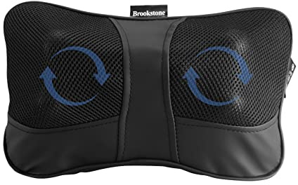 Brookstone Shiatsu Neck and Lumbar Massager, Deep Kneading Massage Pillow with Heat - Neck, Shoulder, Leg, Lumbar Portable Massager, Electric Massage Pillow for Home Office Car