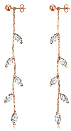 Philip Jones Rose Gold Plated Leaf Dangle Earrings Created with Zircondia® Crystals