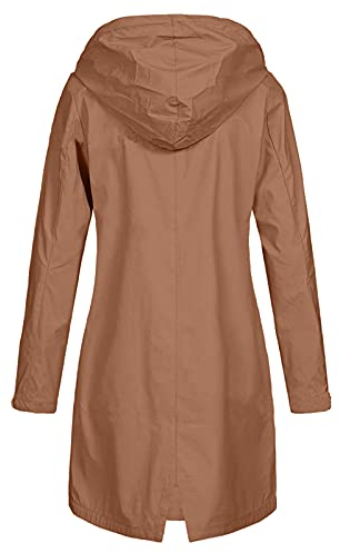 Saymany Softshelljacke Damen, Sweatshirt Jacke Damen Mit Kapuze Dünne Regenjacke Damen, Regenjacke Damen Große Größen Regenjacken Für Damen Regenjacke Damen, Regenjacke Schwarz Damen（3-Khaki,XL