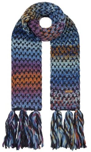 Barts Nicole Schal Winterschal Damenschal Damen - Streifenschal Strickschal mit Fransen Winter Herbst-Winter - One Size blau