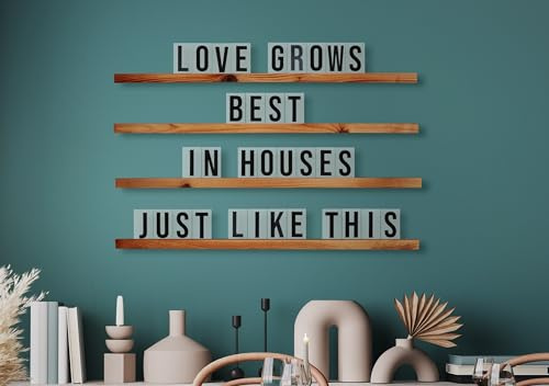 XL LETTERBOARD Letter Ledge | Changeable Wooden Wall Menu Letter Board | 2 Color Options & Sizes | Choose From 132 OR 264 Letters/Numbers | Letter Ledges Set | Letter Display Wall Ledge Shelf | Floating Letter Shelf Menu | Changeable Letter Menu Board for Cafe | Restaurant Decorations