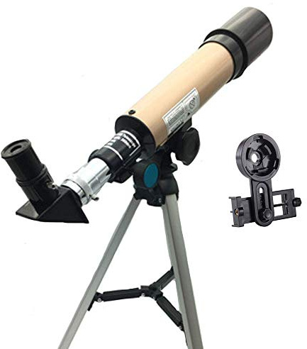 BYERZ Teleskop für Erwachsene, Anfänger, Kinder, 50 mm Blende, 360 mm AZ, astronomisches Refraktor-Teleskop, BAK4-Prisma, FMC-Linsenteleskop für Astronomie mit Smartphone-Adapter und Stativ für