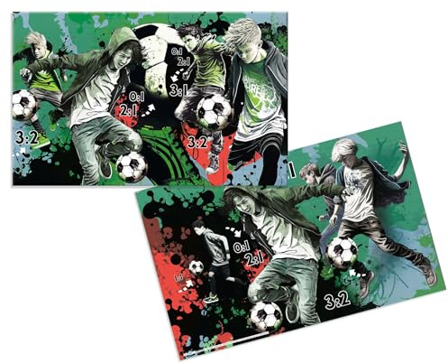 HERMA 19599 Schreibtischunterlagen Street Soccer, 3 Stück, abwischbare Kinder Schreibunterlagen aus Karton, 55 x 35 cm, beidseitige Motiv Tischunterlagen für Mädchen & Jungen