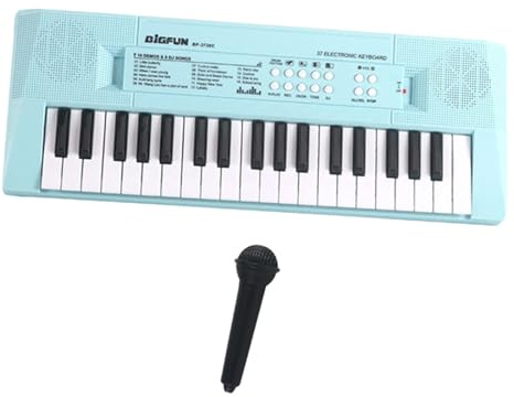ＡＷＨＡＯ Piano à Clavier électronique pour Enfants, Jouet éducatif, 37 Touches, Multifonctionnel avec Microphone, Apprentissage de La Musique, Bleu