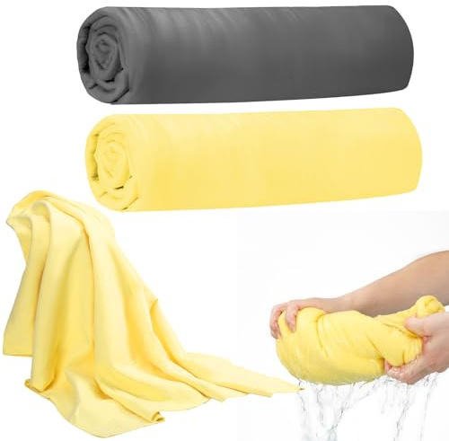 Fanfanwin 2 Stück 140 x 89 cm extra großes Shammy Tuch zum Trocknen des Autos, saugfähiges Fensterleder für Auto, wiederverwendbar, kratzfest, Fensterleder für die Autoreinigung