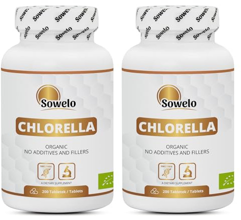 Sowelo Chlorella I Algen Kapseln I Organic Chlorella Tablets 500mg I Supplement 200 Tabletten (2-Pack)