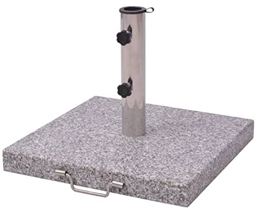 CLALER eckig Sonnenschirmständer 45 x 45 cm 30kg, polierter Granit Schirmständer, Sonnenschirm Schirmfuß mit Griff und Rollen, Grau