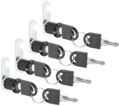 PATIKIL Cabinet Lock with Keys 4 Pcs 1(25mm) Cam Locks Zinc Alloy Tool Box Lock Replacement Keyed Alike for Drawer Cupboard Household Mailbox RV Door Lock, Black