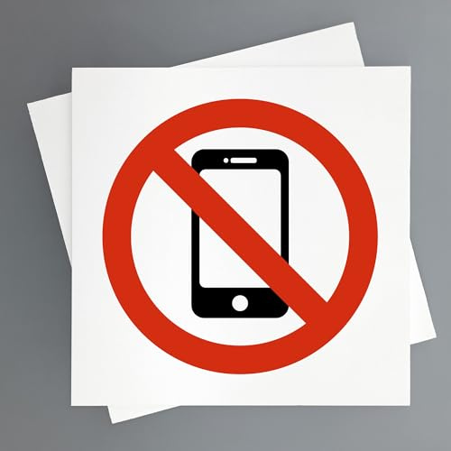 Cartel Prohibido Movil Pack 2ud de 19x19 cm No Permitido el Uso del Telefono (Prohibido usar el móvil) | Cartel de prohibición para empresas, fábricas y oficinas | Placa rígida de PVC, resistente a la intemperie, alta visibilidad
