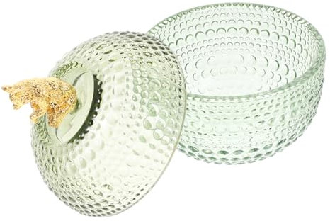 PRETYZOOM Boîte De Rangement pour Bijoux en Verre Bocal en Verre Robuste Grand Bocal De Rangement Vert avec Couvercle Support Décoratif