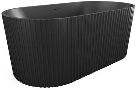 Vente-unique-Bañera exenta de acrílico - Negro mate - 220L - 150 x 75 x 58 cm - ALIENA