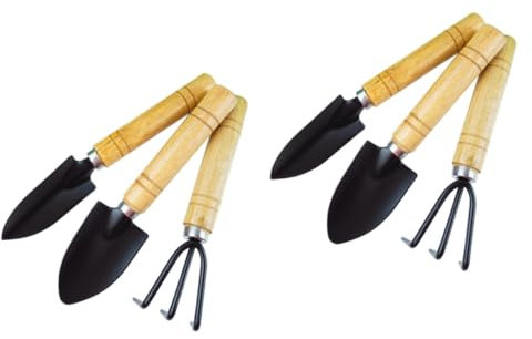 POPETPOP 6 Ensembles 6 Pièces Pelle De Jardin Outils Électriques De Jardin Désherbage Approvisionnement des Jardiniers Râteau pour l'herbe Râteau Cultivateur Jardinage Mini Trousse Bambou