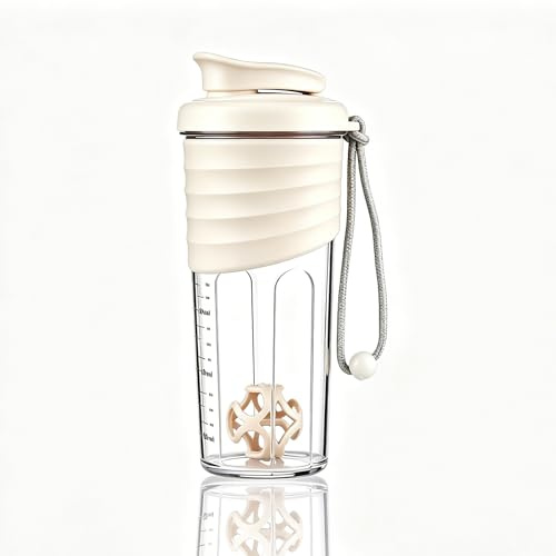 OUOUMUF 2 stycken proteinskakare med TRITAN omrörningsboll proteinskakare för proteinshakes – för superkrämig fitness proteinshakes, shaker proteinshaker 700 ml (svart och vit)